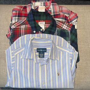 Toddler gender neutral button up long sleeve flannels. Size 4T